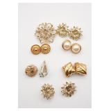 Assorted Gold Tone Earrings and Brooches