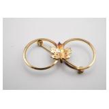 Sterling Gold Overlay Double Ring Leaf Pin