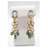 2" Sterling with Gold Overlay with Green Stone