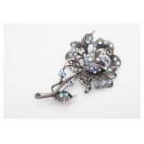 Floral Brooch Aurora Borealis