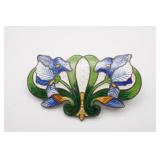 Art Nouveau Enamel Sterling Brooch