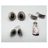 Hammered Sterling Silver Pendant and Earrings and