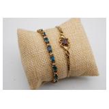 Avon Gold Tone Bracelet with Blue Stone, 14KGF