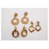 3 Pair of Gold Tone Trifari Clip on Earrings