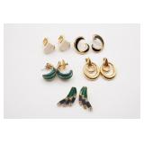 Trifari (5) Pairs of Gold Tone and Enamel