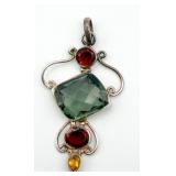 Sterling Silver Pendant with Green Gemstone and