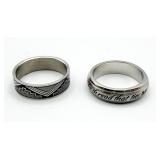 (2) Stainless Steel Rings Sz 8 and 8.5