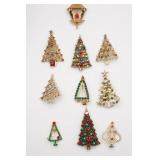 Vintage Rhinestone Christmas Pins (10)