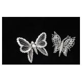 Monet (2) Silver Tone Butterfly Brooches