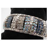Silver Tone Blue, Clear and AB Rhinestone