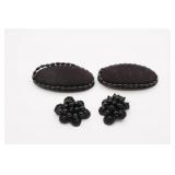 Vintage Black Shoe Buckle Clips and Button Covers