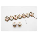 Limoges Porcelain Portrait Bracelet & Earring Set