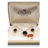 Van Dell 12kt Gold Filled Black Onyx Necklace & ER