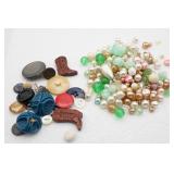 Loose Buttons and Beads - as found