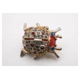 Coro Enamel and Rhinestone Ladybug Brooch
