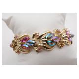 Coro Gold Tone AB Rhinestone Bracelet