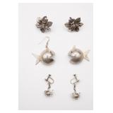 3 Pair of Sterling Silver Earrings As Is