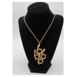 Coro Snake Pendant Gold Tone w/ Chain