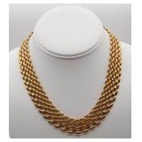 Napier Gold Tone Bib Necklace Basket Weave Style