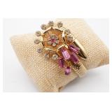 Vintage Pink Stone Wrap Bracelet Expanding