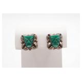 Sterling Silver Mexican Aztec Green Stone