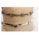 (2) Sterling Silver Bracelets (1) Multi Colored &