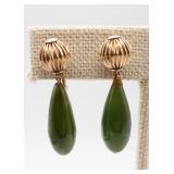 14kt Yellow Gold Jade Drop Earrings