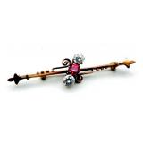 Gold? Ruby and Diamond? Bar Brooch