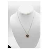 Sterling Silver Box Chain w/Pendant Red Stone