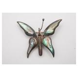 Mexico Sterling Silver Abalone Shell Inlay Butterf