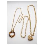 Monet (3) Gold Tone Necklaces - Acrylic Torti,