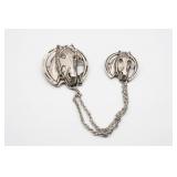 Sterling Silver? Double Horse Pin with Rhinstone