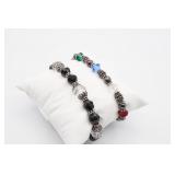 Sterling Silver Multi Gem and Bead Bracelets