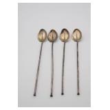 Sterling Silver Straw Spoons (4)