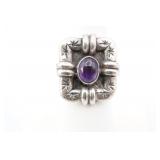 Sterling Silver Ring w/ Purple Stone Size 8
