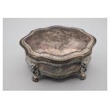 Footed Silver Plate Jewelry Trinket Box