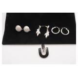 Trifari (3) Pairs of Silver Tone Earrings - missin