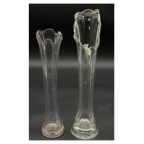 Two Clear Glass Swung Vases