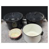 Large Enamelware Canning Pots, Bowls