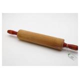 Wooden Rolling Pin With Red Handles
