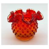 Fenton Amberina Hobnail Glass Vase