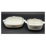 2 Corning Ware Blue Cornflower Covered Dishes