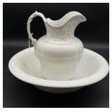 White Ceramic Pitcher and Basin