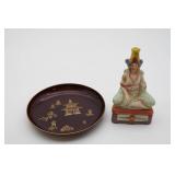 Vintage Figurine Trinket Box & Decorative Plate