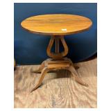 Wooden Tripod Lyre-Base Side Table