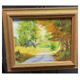 Framed Landscape Oil Painting on Canvas