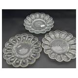 3 Clear Glass Egg Plates