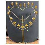 Gold Heart-Shaped Metal Candle Holder Stand