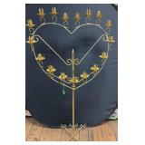 Gold Heart-Shaped Metal Candle Holder Stand