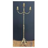 Vintage Three Arm Metal Floor Candelabra